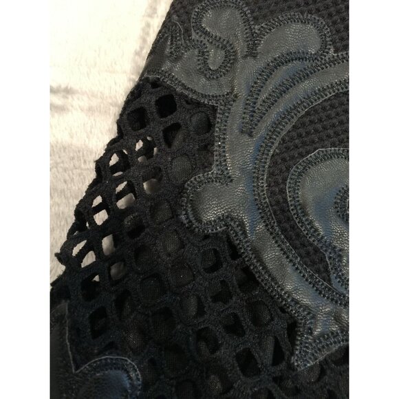 Tesoro Moda Womens Small Black Straight Bodycon Dress Embroidered Mesh Stretch - Picture 5 of 9